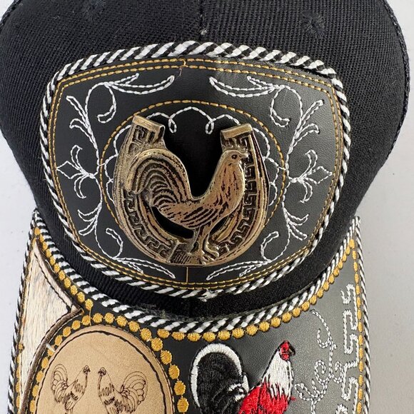 Western Rooster Trucker Hat Black OSFA Gorra Vaquera con Gallo Embroidered - Picture 3 of 10